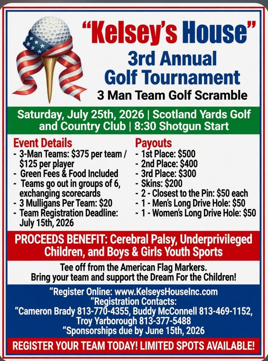 THE KELSEY FOUNDATION 3rd Annual 3-Man Charity Golf Scramble